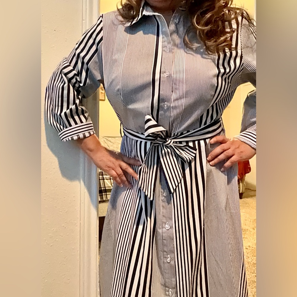 NWT Striped maxi dress REMOVABLE WAIST TIE